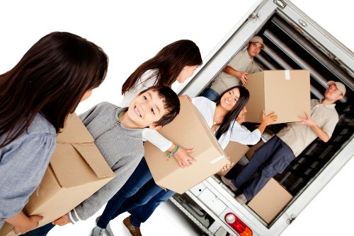 House removals planning in Alperton with boxes and moving van